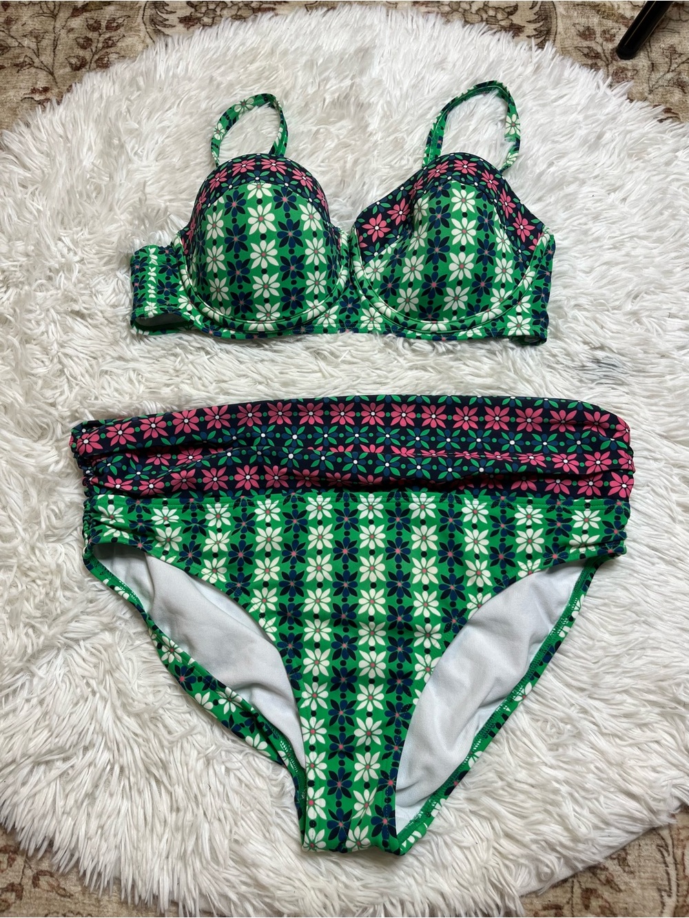 Boden Floral Underwire Bikini Top And Fold Over Bikini Bottoms